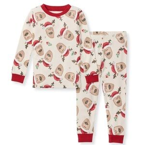 Kids Holiday Pajama Set with Santa Print